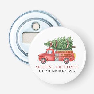 Custom Modern Firefighter Christmas Fire Truck  Bottle Opener