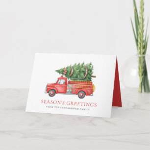 Custom Modern Firefighter Christmas Fire Truck  Holiday Card