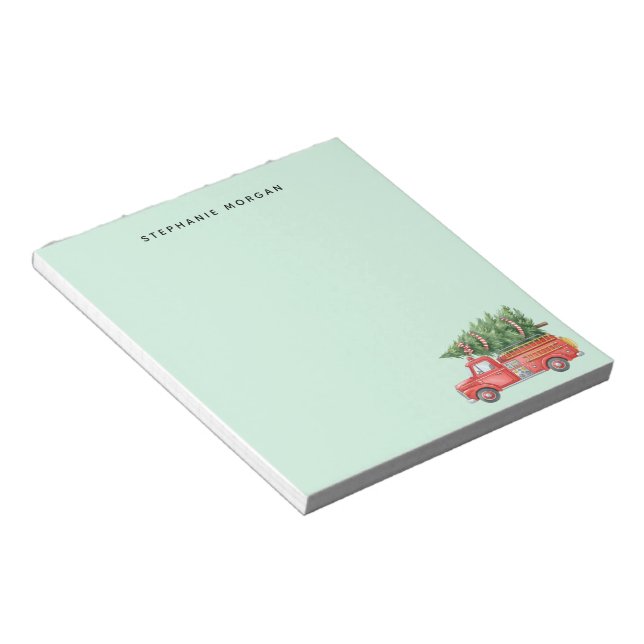 Custom Modern Firefighter Christmas Fire Truck  Notepad (Angled)