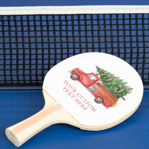Custom Modern Firefighter Christmas Fire Truck  Ping Pong Paddle