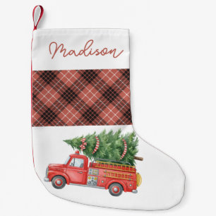 Custom Modern Firefighter Christmas Fire Truck Small Christmas Stocking