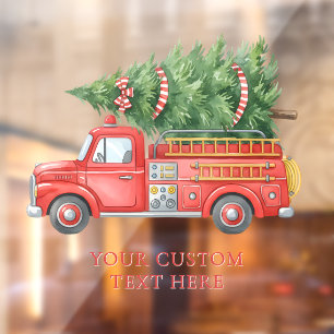 Custom Modern Firefighter Christmas Fire Truck  Window Cling