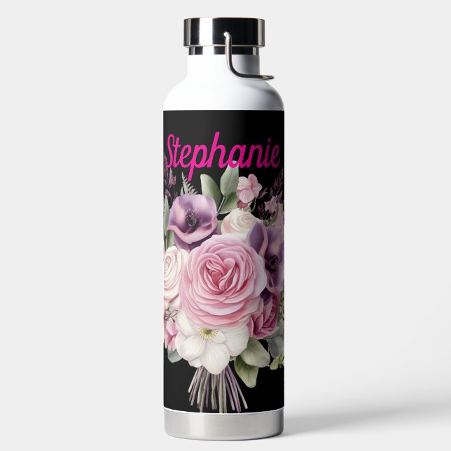 Custom modern floral drink bottle (Left)