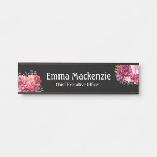 Custom Modern Floral Name Plate Office Door Sign