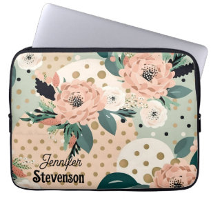 Custom Modern Floral Pastel Colours Personalized  Laptop Sleeve