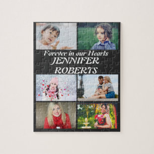 Custom modern Funeral 6 Photo Collage   Jigsaw Puzzle