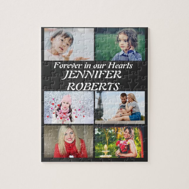 Custom modern Funeral 6 Photo Collage   Jigsaw Puzzle (Vertical)