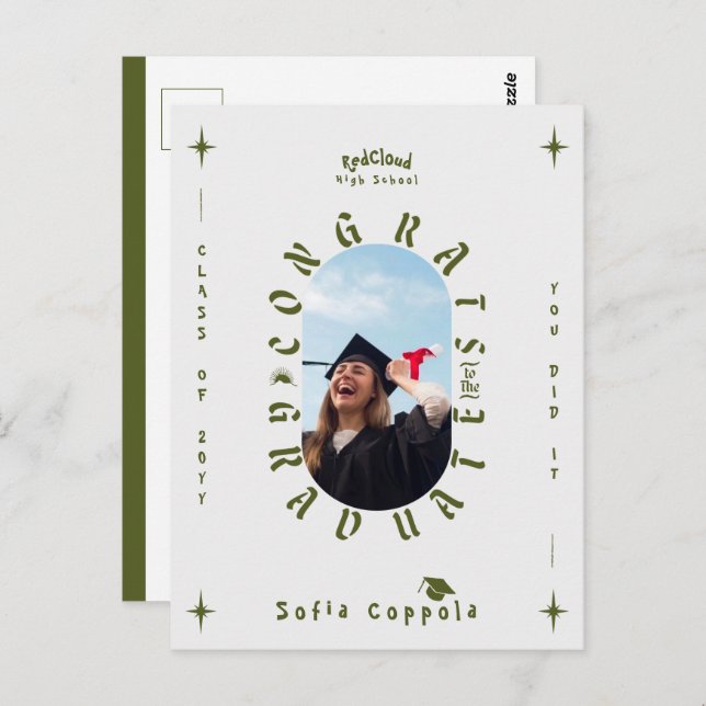 Custom Modern geometric photo arch graduation Postcard (Front/Back)