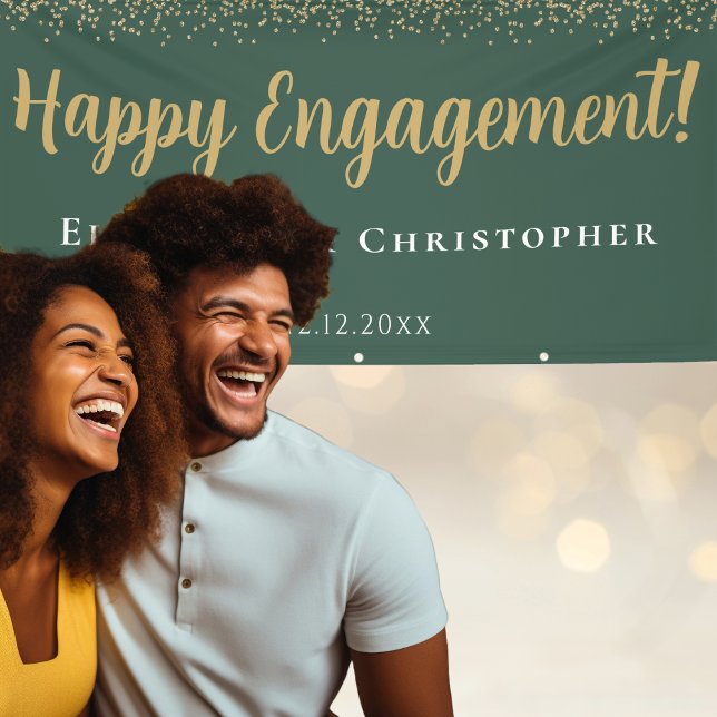 Custom Modern Gold Engagement Banner (Celebrate an engagement. Congratulations Banner.)