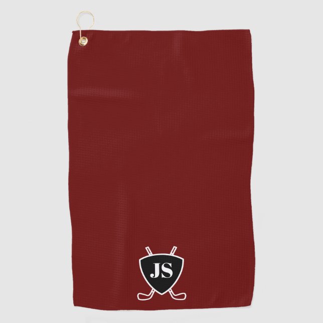Custom Modern Golf Theme Logo Monogram Golf Towel (Front)
