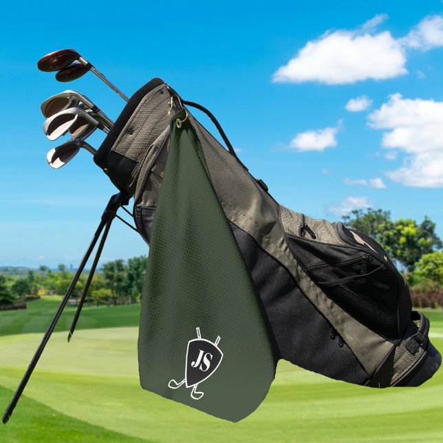 Custom Modern Golf Theme Logo Monogram Towel (Golfer Towel Monogrammed With Letter Initials. Stylish modern logo style. )