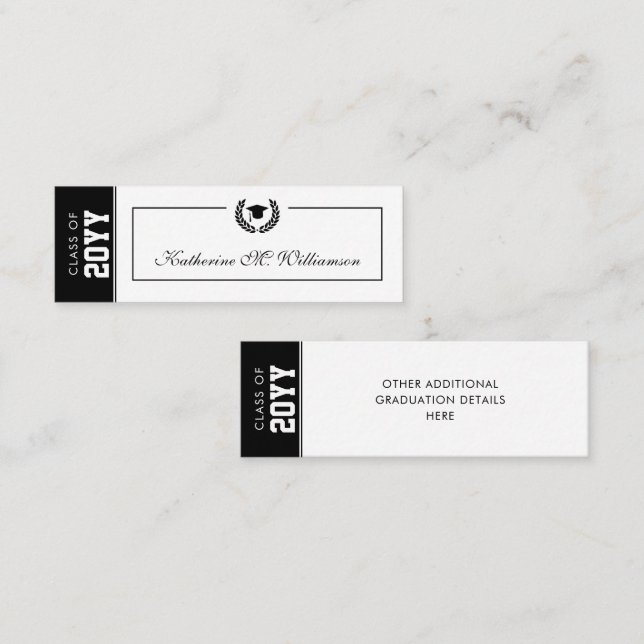 Custom Modern Graduation Name Card Inserts (Front/Back)