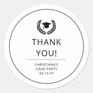 Custom Modern Graduation Party Thank you Classic Round Sticker