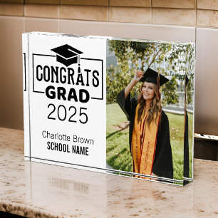 Custom Modern Graduation Photo Gift for Grads Block