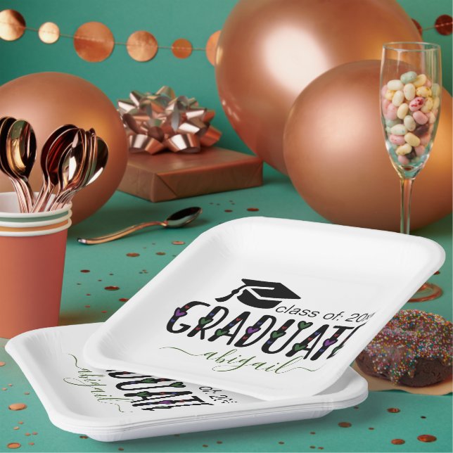 Custom Modern Graduation year class of Paper Plate (Multi)