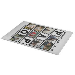 Custom Modern Grandpa Papo 8 Photo Collage Cutting Board