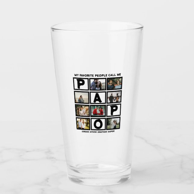 Custom Modern Grandpa Papo 8 Photo Collage Glass (Front)