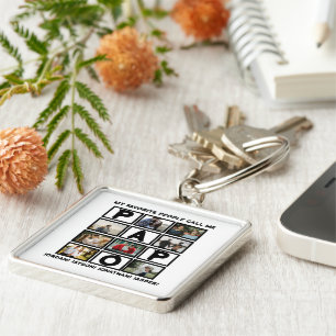 Custom Modern Grandpa Papo 8 Photo Collage Keychain