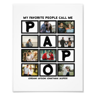 Custom Modern Grandpa Papo 8 Photo Collage Print