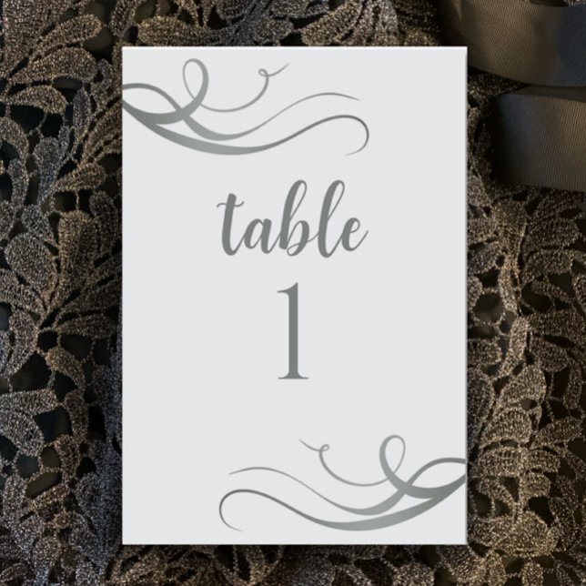 Custom Modern Grey 25th Wedding Anniversary Party Table Number (Create an elegant silver 25th wedding anniversary table with this modern custom table number.
)