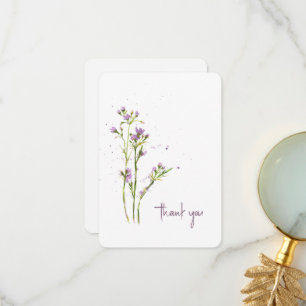 Custom Modern Hand Painted Watercolor Wildflowers Thank You Card