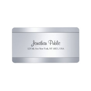 Custom Modern Hand Script Silver Look Template Label