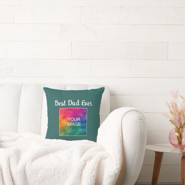 Custom Modern Hand Script Template Best Dad Ever Throw Pillow (Couch)