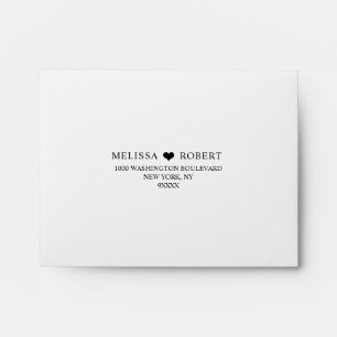Custom Modern Heart Black & White Wedding RSVP Envelope
