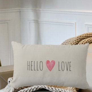 Custom Modern Hello LOVE Valentines Couple Gift  Lumbar Pillow