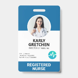 Custom Modern Hospital Employee Photo ID Card Blue Badge