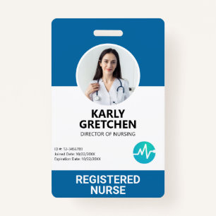Custom Modern Hospital Employee Photo ID Card Blue Badge