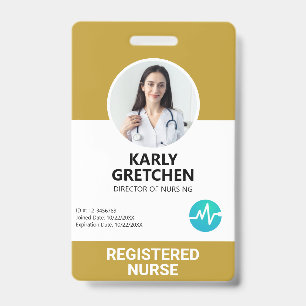 Custom Modern Hospital Employee Photo ID Yellow Badge