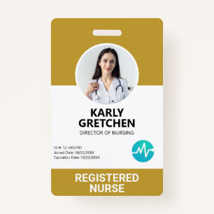 Custom Modern Hospital Employee Photo ID Yellow Badge
