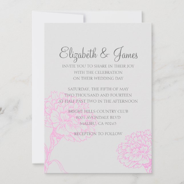 Custom Modern Hot Pink Wedding Invitations (Front)