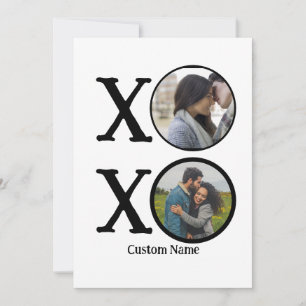 Custom Modern Hugs and Kisses XOXO 2 Photo Collage Holiday Card