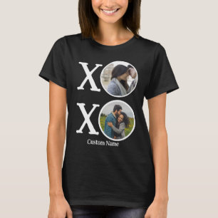 Custom Modern Hugs and Kisses XOXO 2 Photo Collage T-Shirt