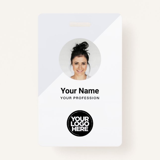 Custom Modern ID Card, Minimalist Photo Name Logo Badge (Front)