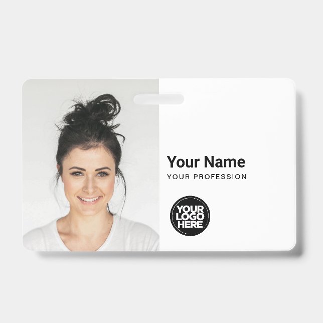 Custom Modern ID Card Simple QR Large Photo Badge (Front)