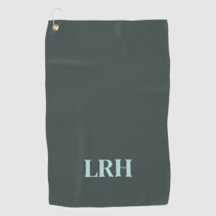 Custom Modern Initial Simple Monogram Green Golf Towel