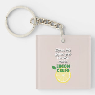 Custom Modern Lemons Quote Limoncello Favour Keychain