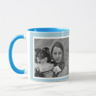 Custom Modern  light blue 2 photo collage Mug