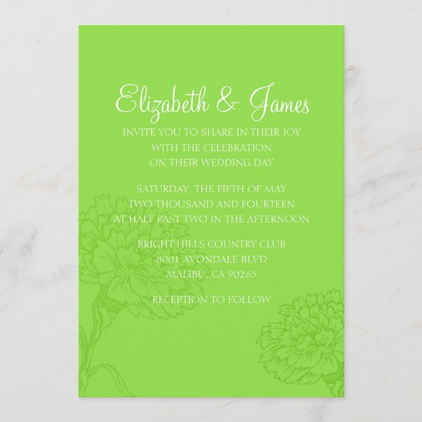 Lime Green Wedding Invitations & Announcements Zazzle CA