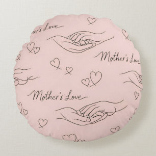 Custom Modern Line Art Mother's Day Round Pillow