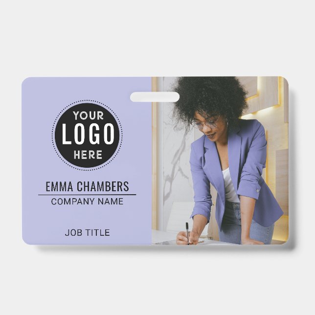 Custom Modern Logo Employee Photo Business Badge (Front)