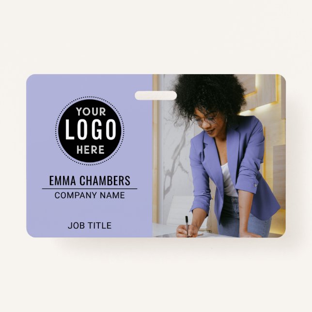 Custom Modern Logo Employee Photo Business Badge (Front)
