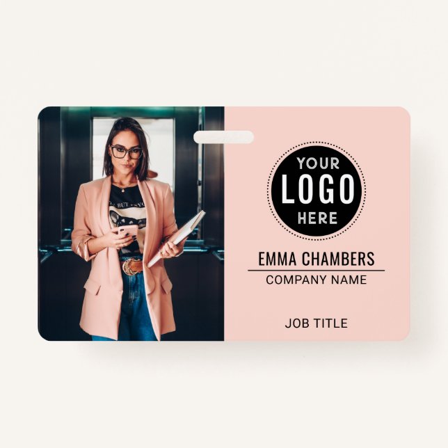 Custom Modern Logo Employee Photo Business Badge (Front)