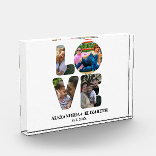 Custom modern love 4 photo collage for couples block