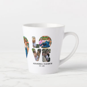 Custom modern love 4 photo collage for couples latte mug