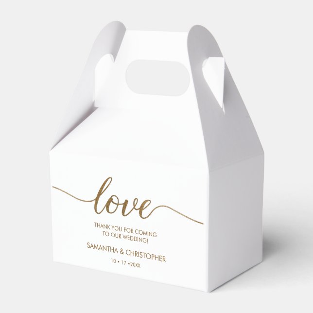 Custom Modern Love Gold Script Wedding thank you Favor Box (Front Side)