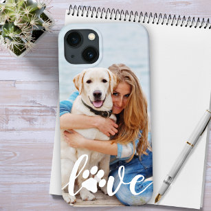 Custom Modern LOVE Pet Photo Paw Print Dog Lover iPhone 12 Pro Case